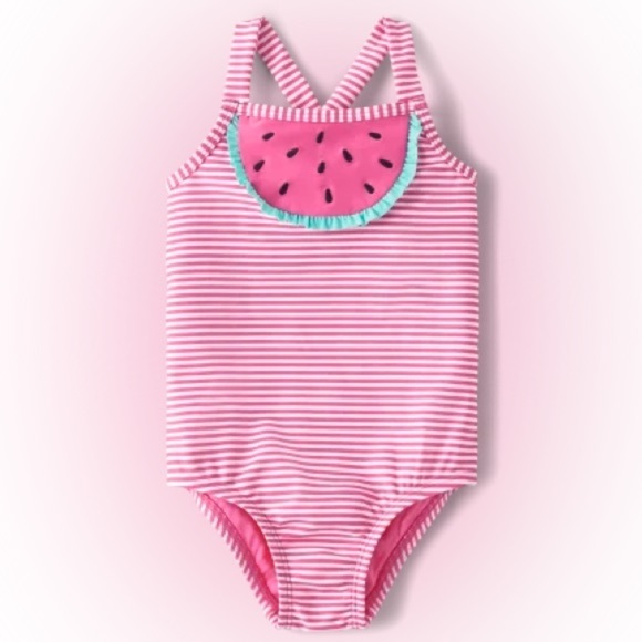 Gymboree | Girls Pink and Green One Piece Watermelon Swimsuit - Picture 2 of 3